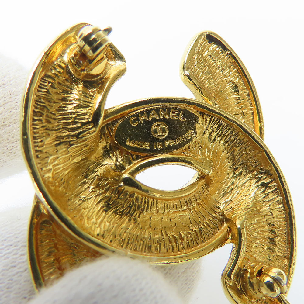 Chanel Brooch Matelasse Stitch COCO Mark Gold Plated