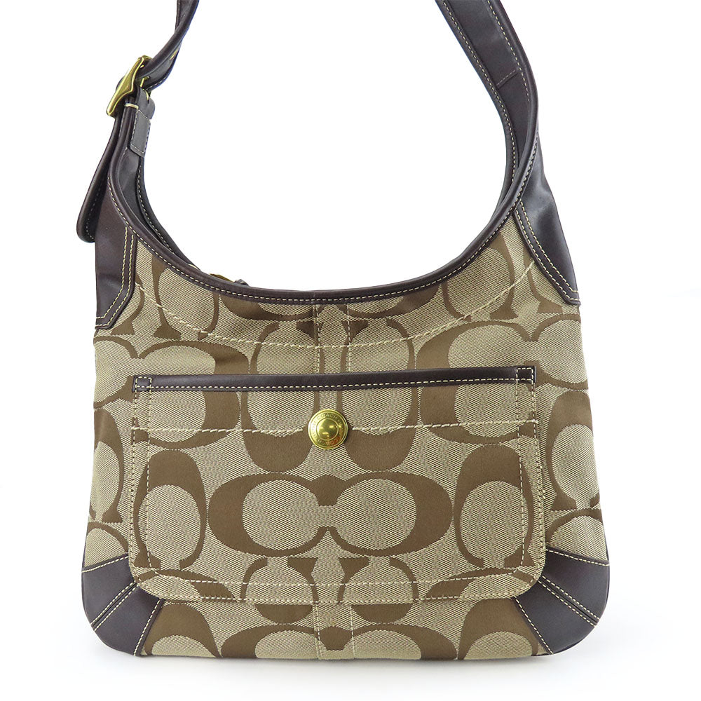 Coach F10768 Canvas Leather Shoulder Bag