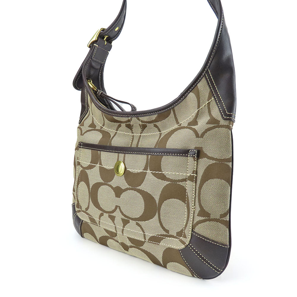 Coach F10768 Canvas Leather Shoulder Bag