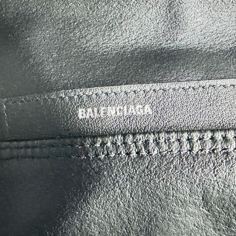 Balenciaga Leather Tote Bag Navy Kaba S