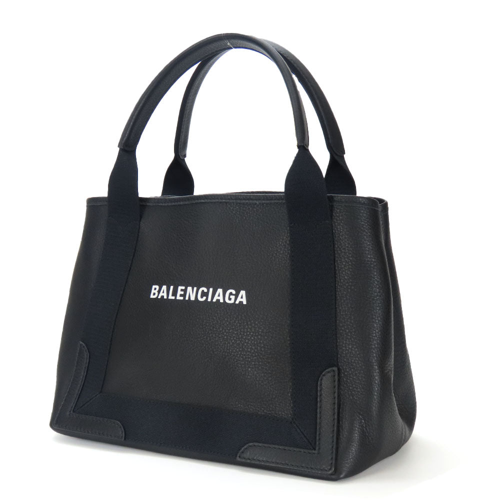 Balenciaga Leather Tote Bag Navy Kaba S