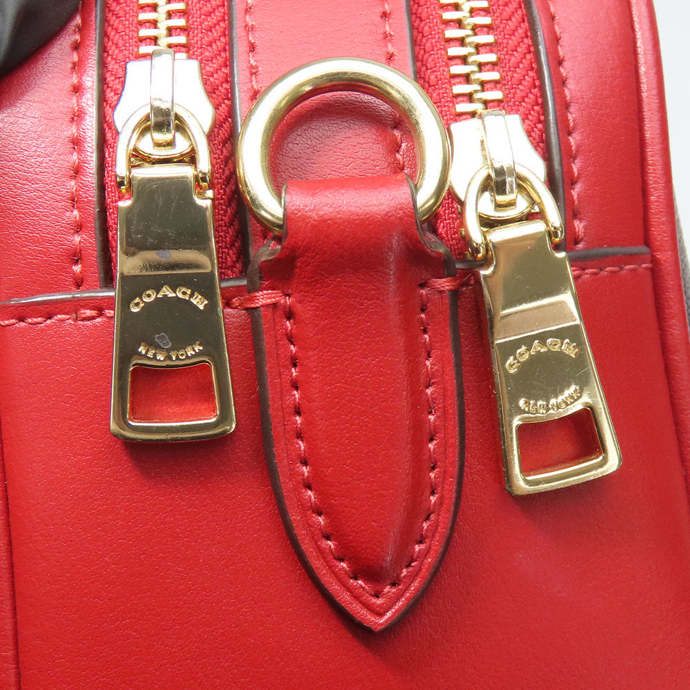 COACH Leather Shoulder Bag 68168 Red Brown