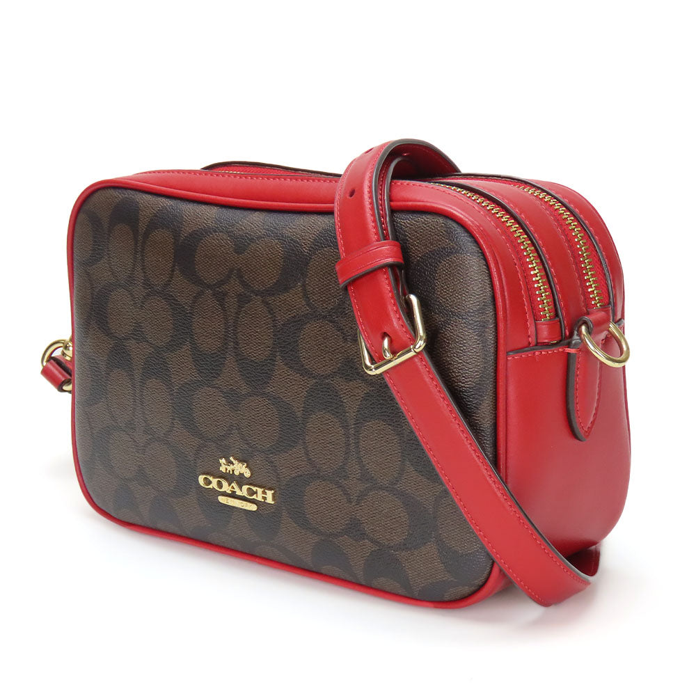 COACH Leather Shoulder Bag 68168 Red Brown