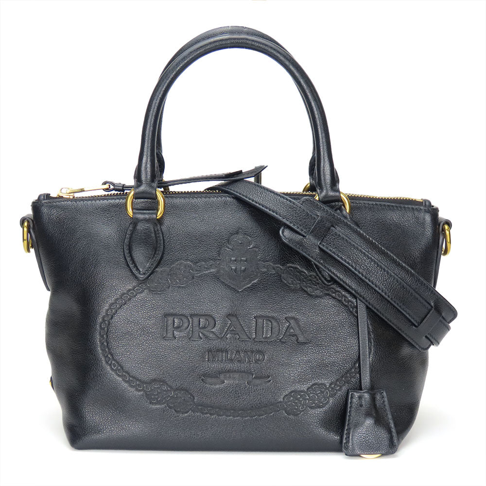 Prada Leather Handbag 1BA111 Black