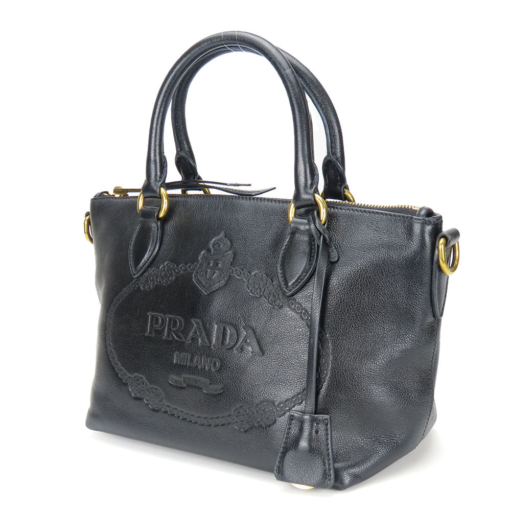 Prada Leather Handbag 1BA111 Black