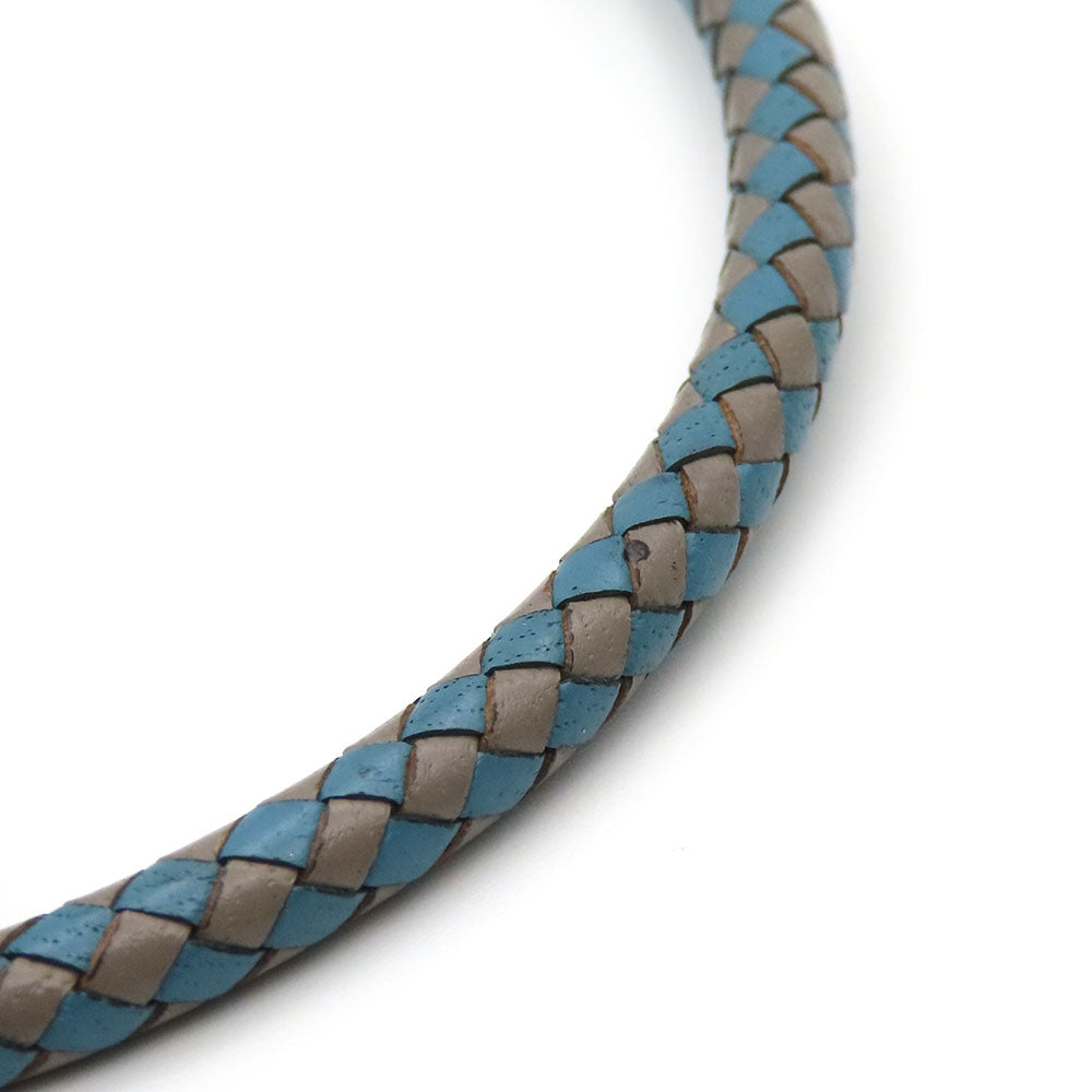 Hermes Metal Leather Bracelet Blue Gray