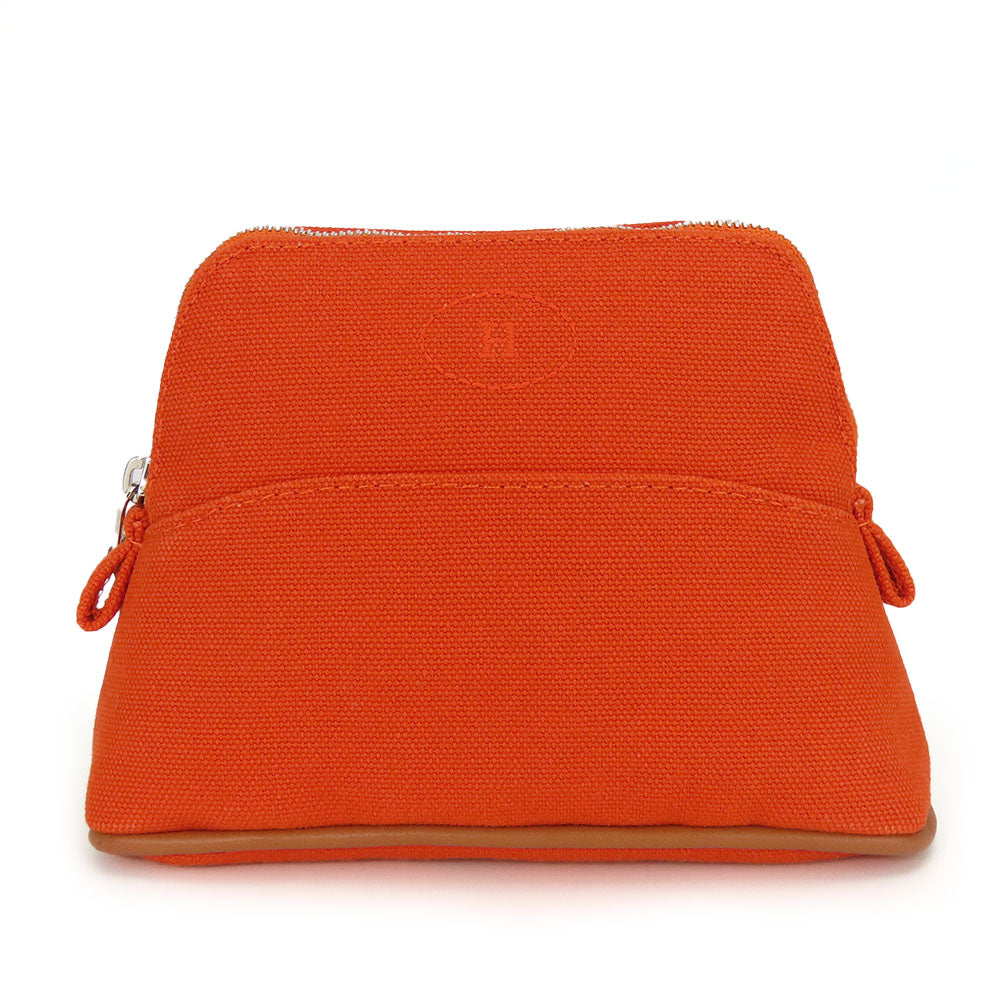 USED HERMES Cotton Mini Pouch Orange