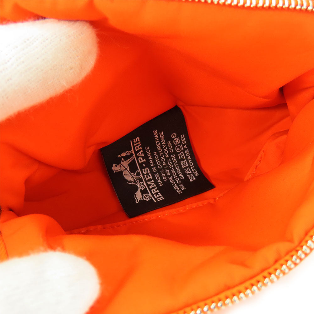 USED HERMES Cotton Mini Pouch Orange