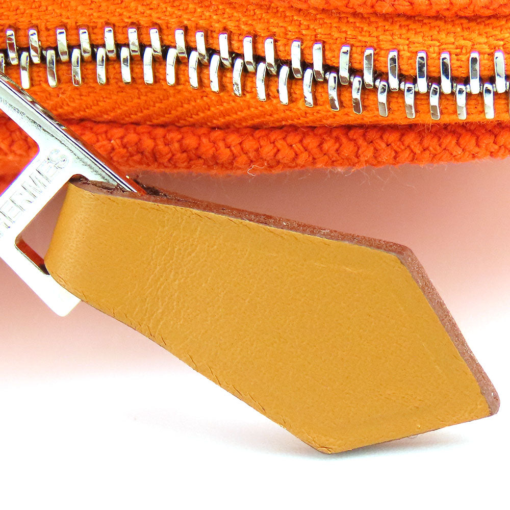 USED HERMES Cotton Mini Pouch Orange