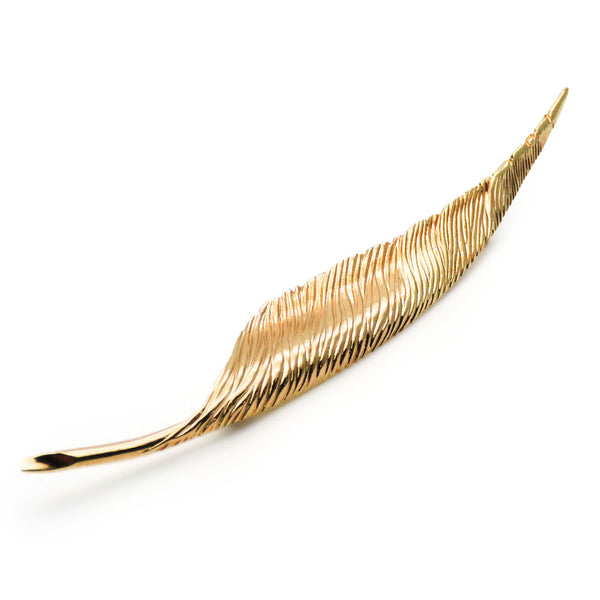 Christian Dior Gold Feather Brooch