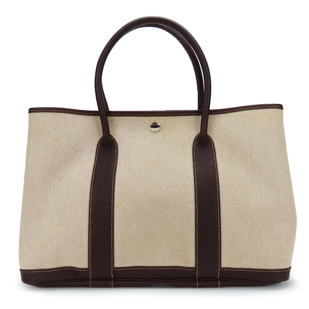 Hermes Garden Party PM Canvas Leather Handbag