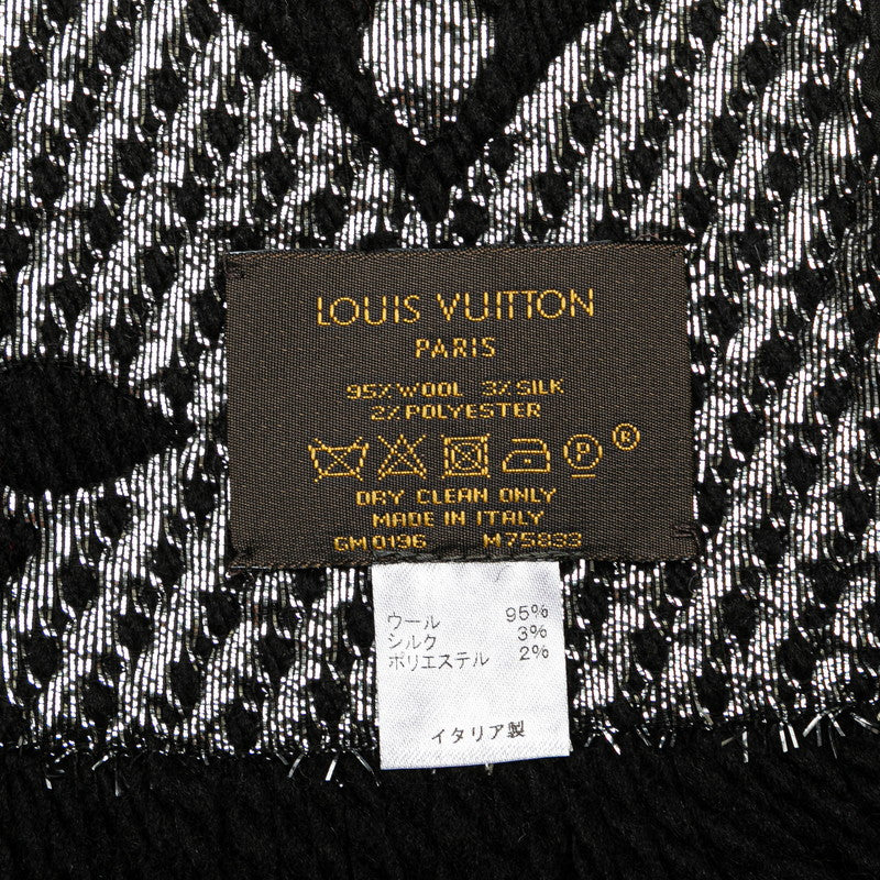 Louis Vuitton Monogram Logomania Shine Scarf M75833 Black Wool in Great Condition