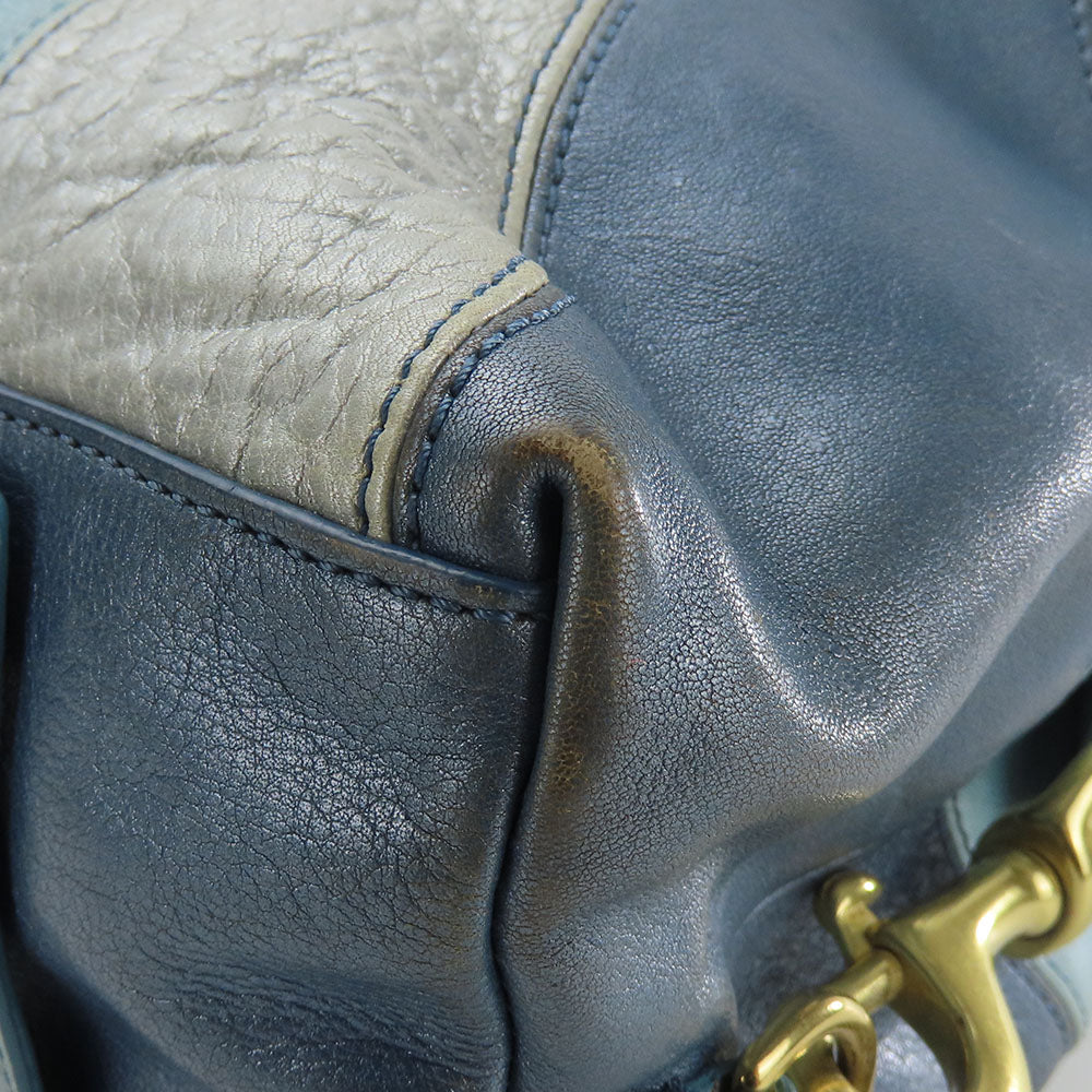 USED COACH Leather Handbag 12952 Blue 2WAY