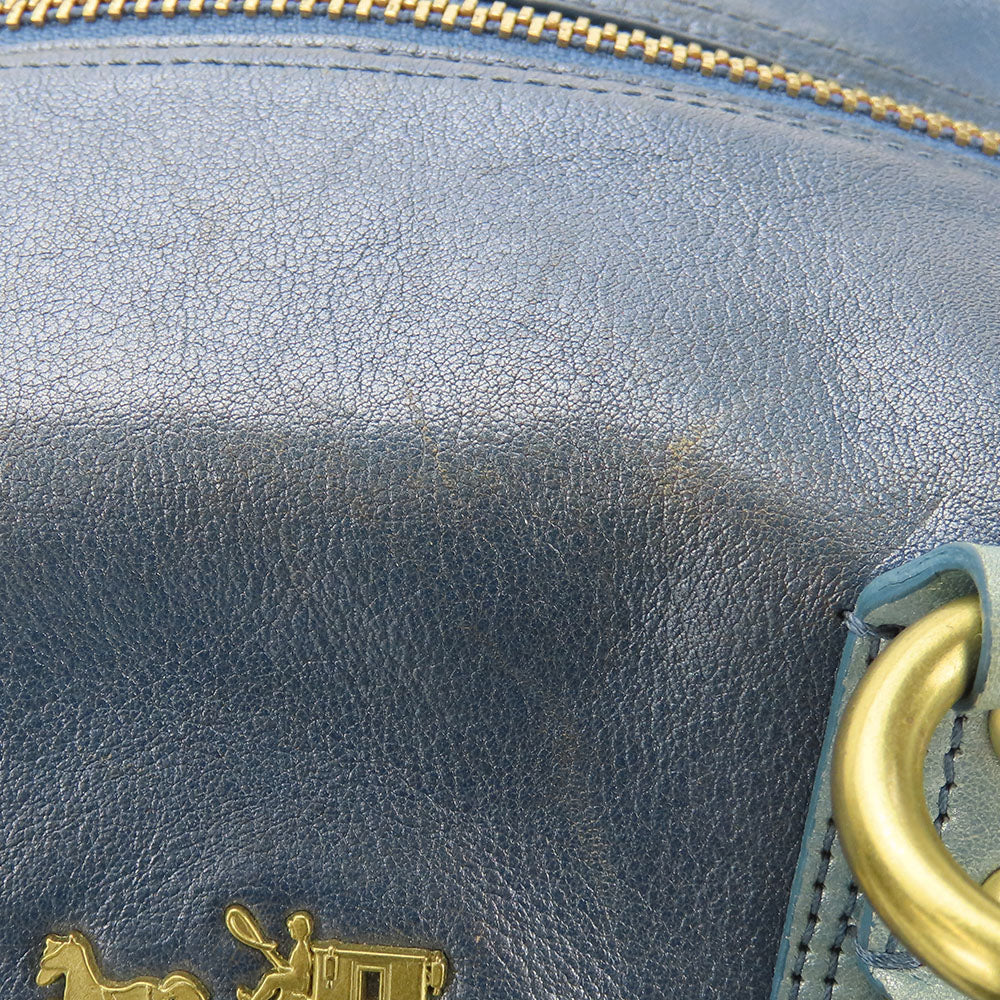 USED COACH Leather Handbag 12952 Blue 2WAY