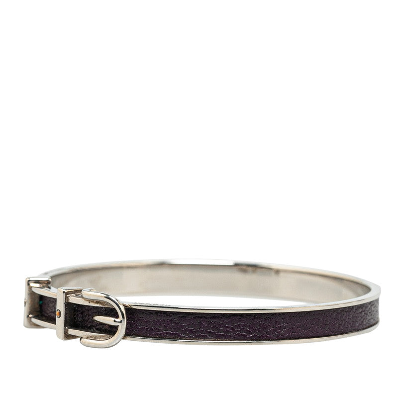 Hermes Silver Purple Metal Leather Bracelet