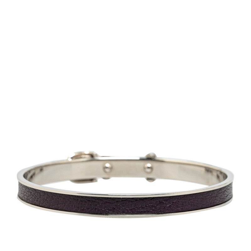 Hermes Silver Purple Metal Leather Bracelet