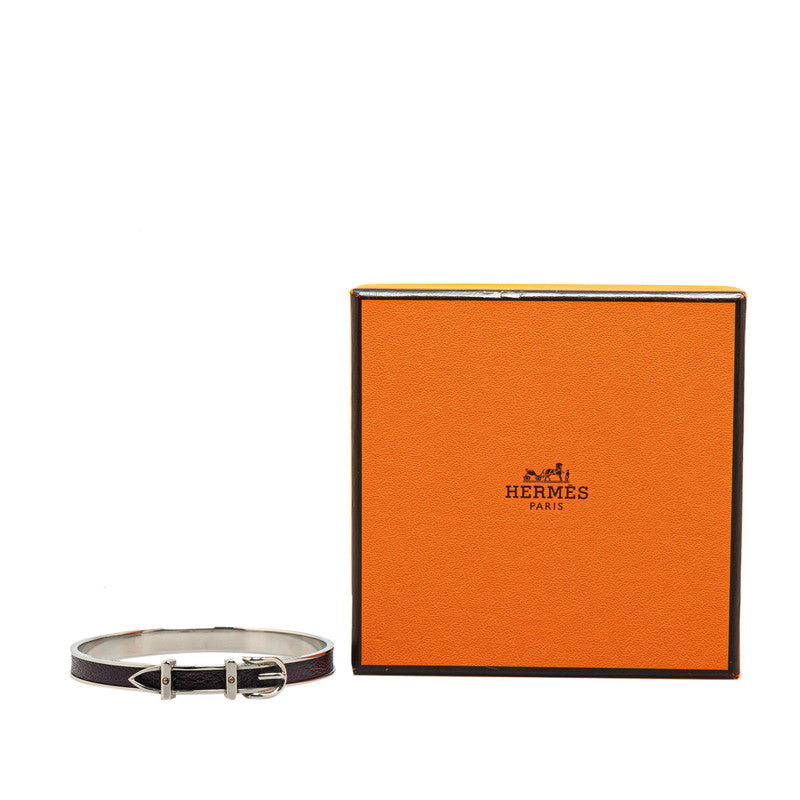 Hermes Silver Purple Metal Leather Bracelet