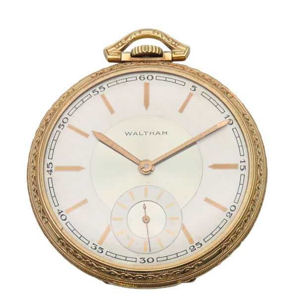 WALTHAM 14K GOLD FILLED Stainless Steel Pocket Watch