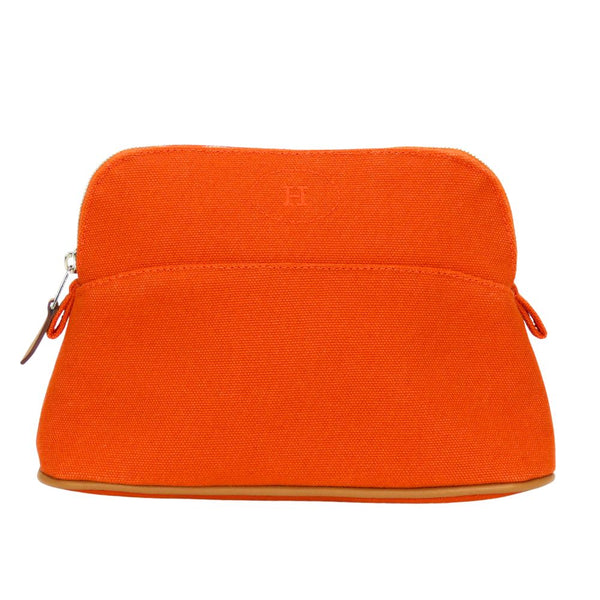 Hermes Bolide Mini Cotton Canvas Leather Pouch