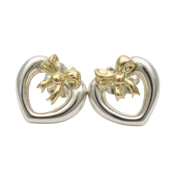 Tiffany&Co. Heart Ribbon Silver925 Au750 Earrings
