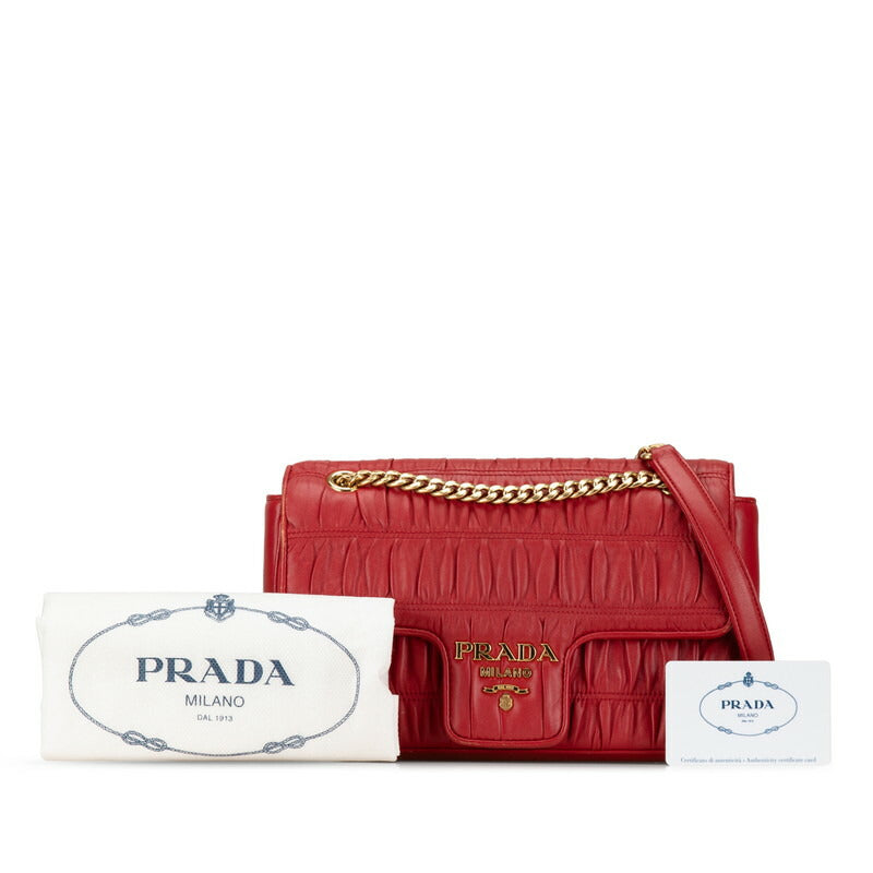 Prada Gathered Leather Chain Shoulder Bag 1BD235