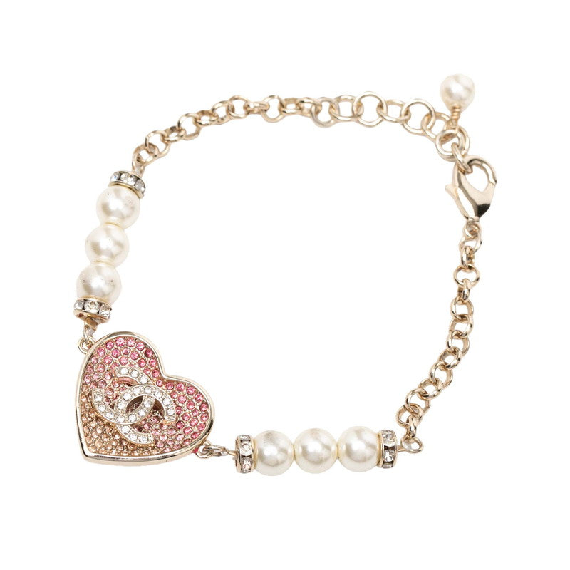 Chanel Coco Mark Heart Motif Enamel Bracelet