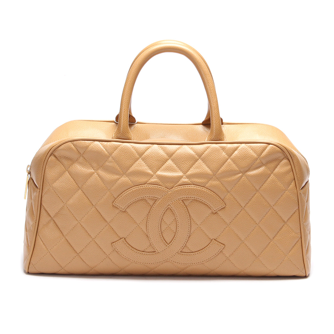 Chanel CC Quilted Caviar Boston Bag Leather Handbag in Very Good Condition