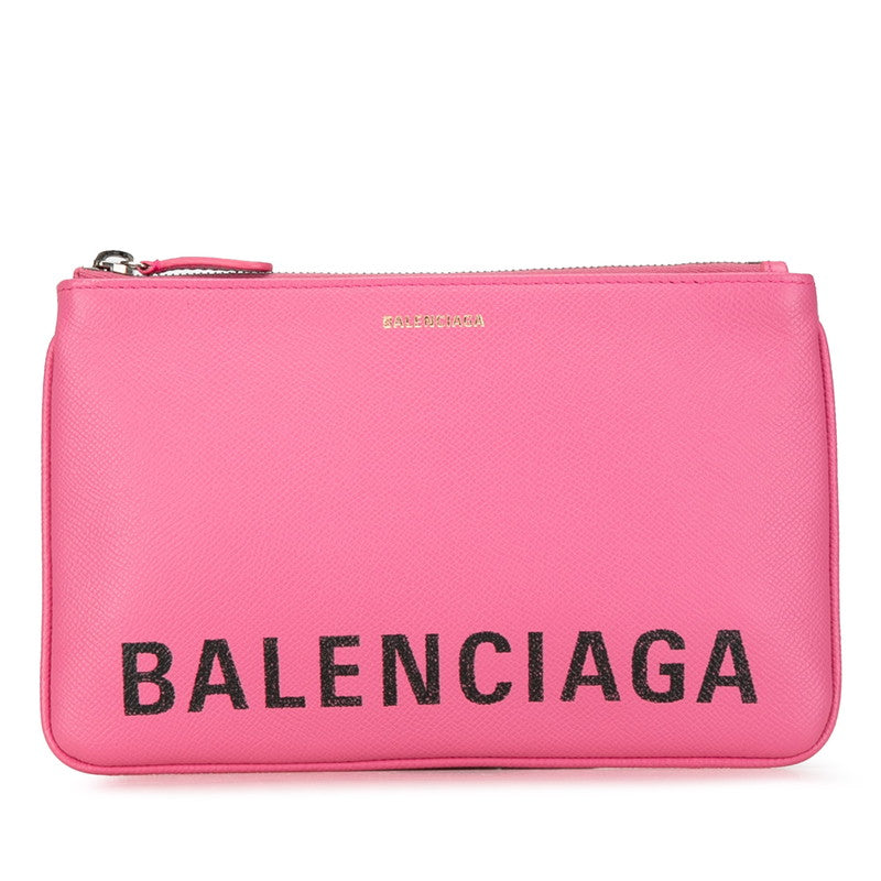 Balenciaga Ville Logo Leather Clutch Bag 545773 in Great Condition