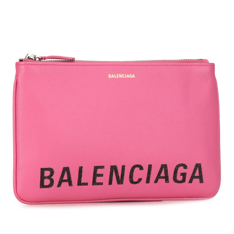 Balenciaga Ville Logo Leather Clutch Bag 545773 in Great Condition