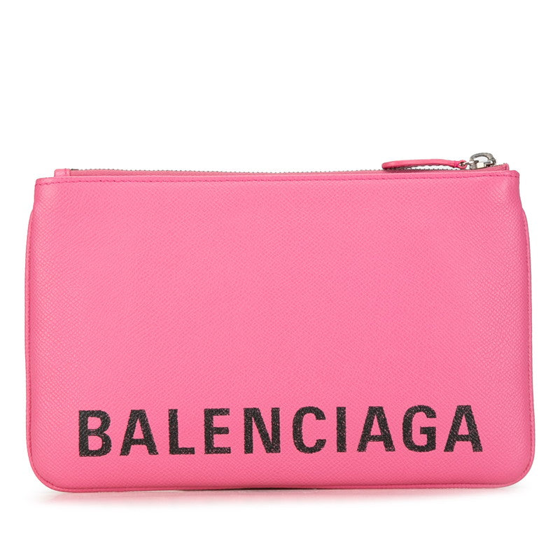 Balenciaga Ville Logo Leather Clutch Bag 545773 in Great Condition