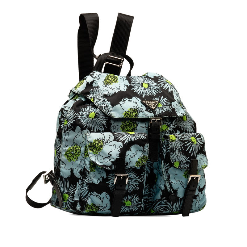 Prada Tessuto Stampato Flower Backpack Canvas Backpack 1BZ811 in Good condition