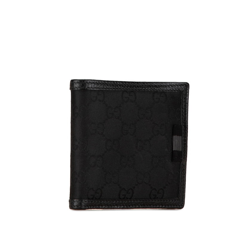 Gucci GG Nylon Leather Bifold Wallet 150413 in Great Condition