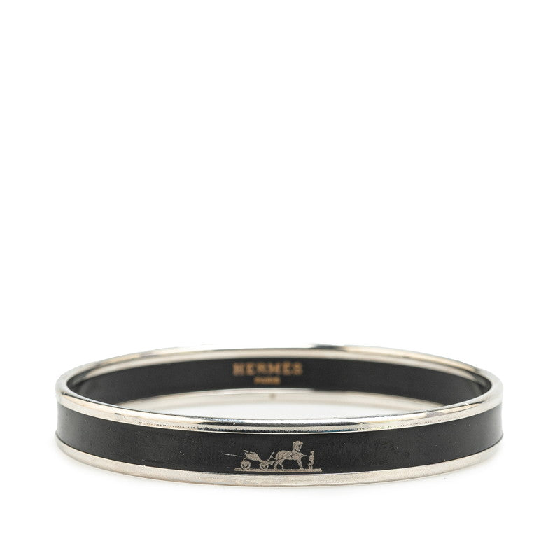 Hermes Enamel PM Caleche Bangle Black Silver