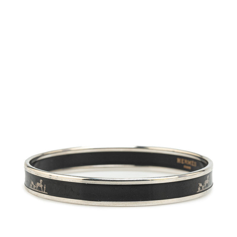 Hermes Enamel PM Caleche Bangle Black Silver