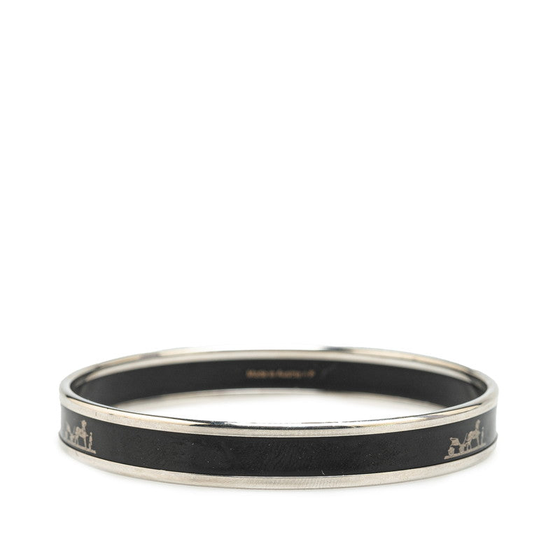 Hermes Enamel PM Caleche Bangle Black Silver