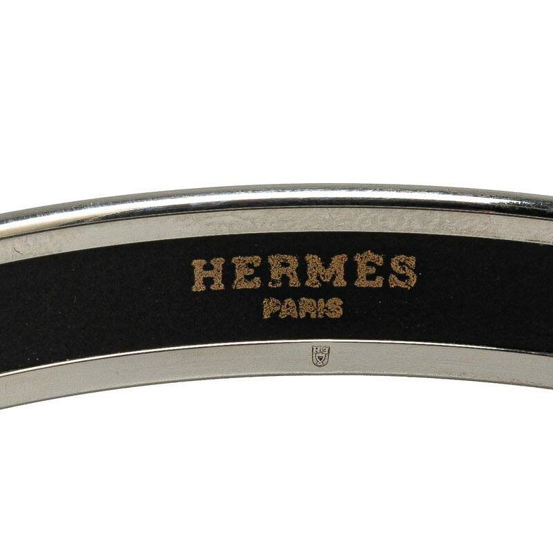 Hermes Enamel PM Caleche Bangle Black Silver