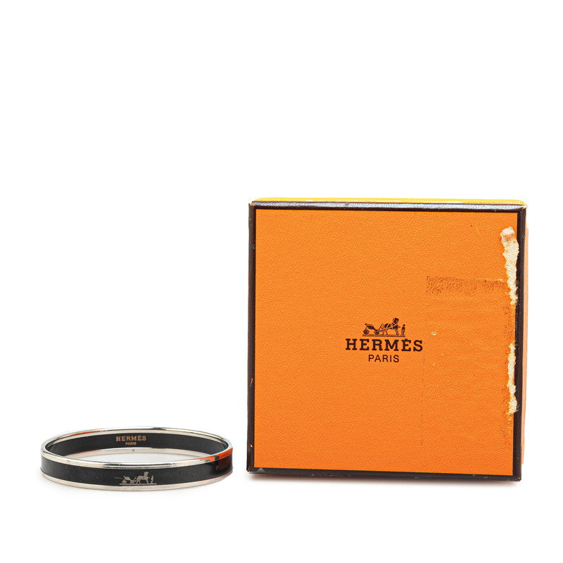 Hermes Enamel PM Caleche Bangle Black Silver