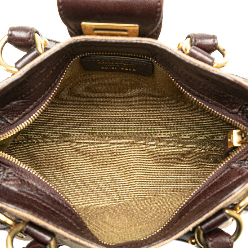 Salvatore Ferragamo Gancini Mini Handbag Canvas Leather