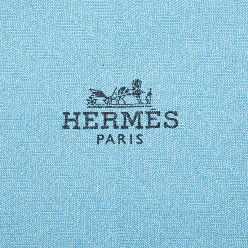 Hermes Blue Cashmere Silk Scarf in Great Condition