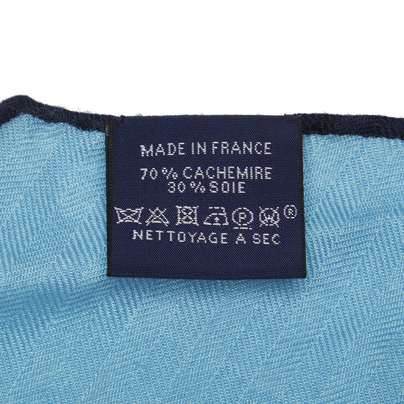 Hermes Blue Cashmere Silk Scarf in Great Condition