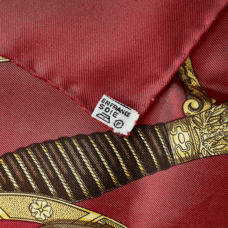 Hermes Silk Scarf Grand Uniforme Red in Very Good Condition