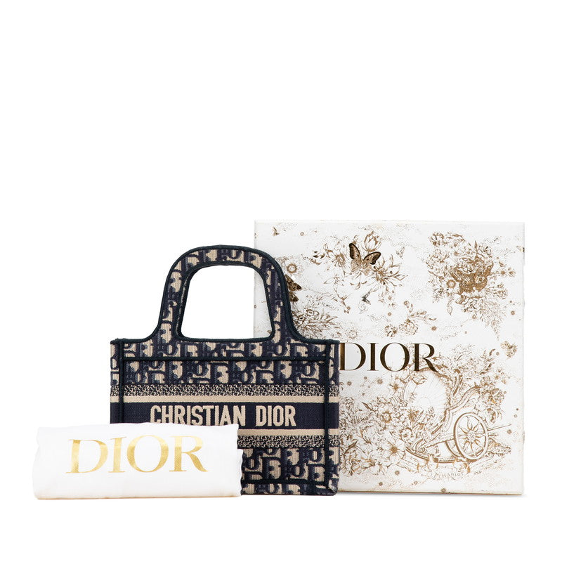 Dior Oblique Embroidery Book Tote Mini Handbag