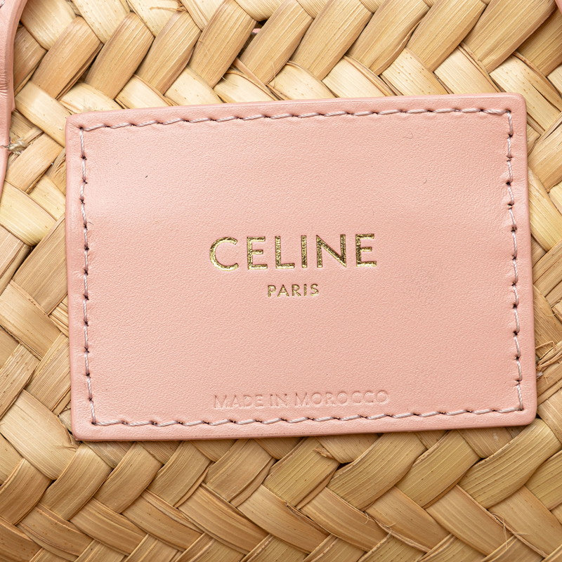 Celine Triomphe Classic Palm Leaf Raffia Leather 2WAY Handbag Shoulder Bag