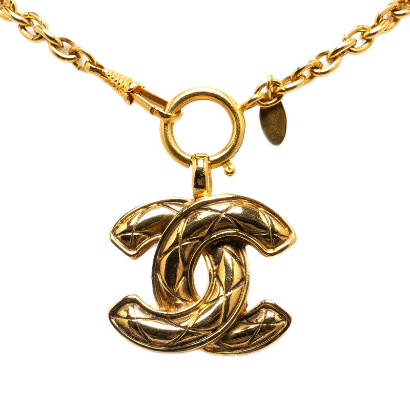 Chanel Vintage Matelasse Coco Mark Chain Necklace Gold Plated in Very Good Condition