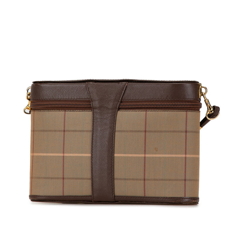 Burberry Check Canvas Leather Shoulder Bag