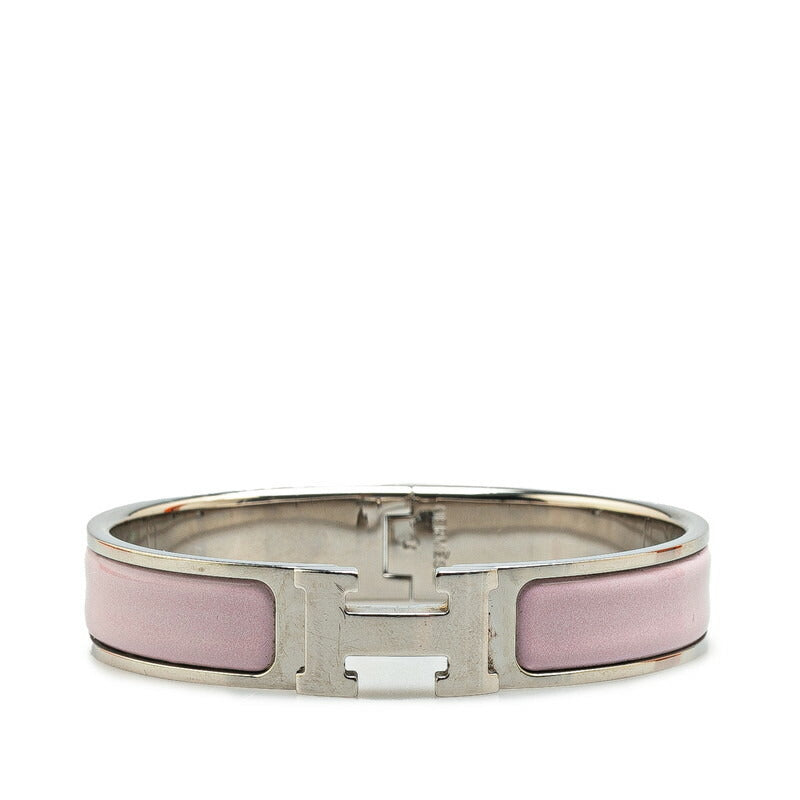 Hermes Click Clack H PM Bracelet Silver Pink