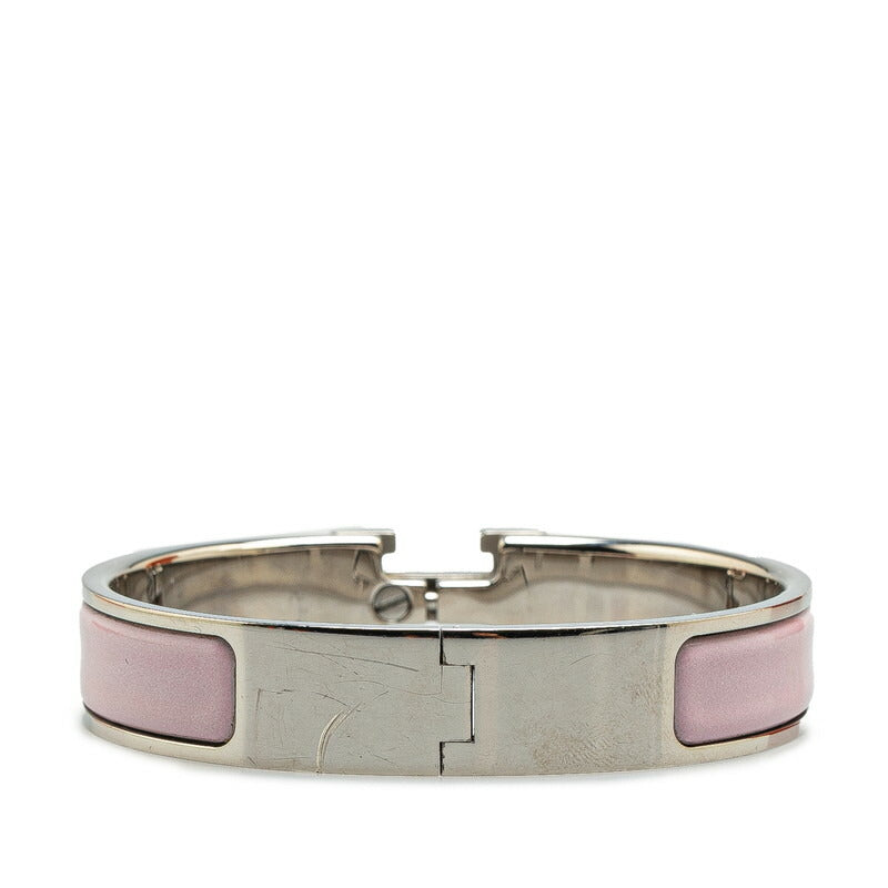 Hermes Click Clack H PM Bracelet Silver Pink