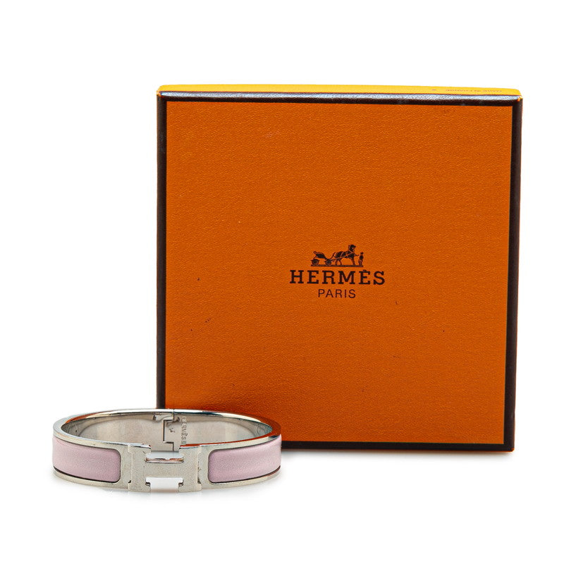 Hermes Click Clack H PM Bracelet Silver Pink