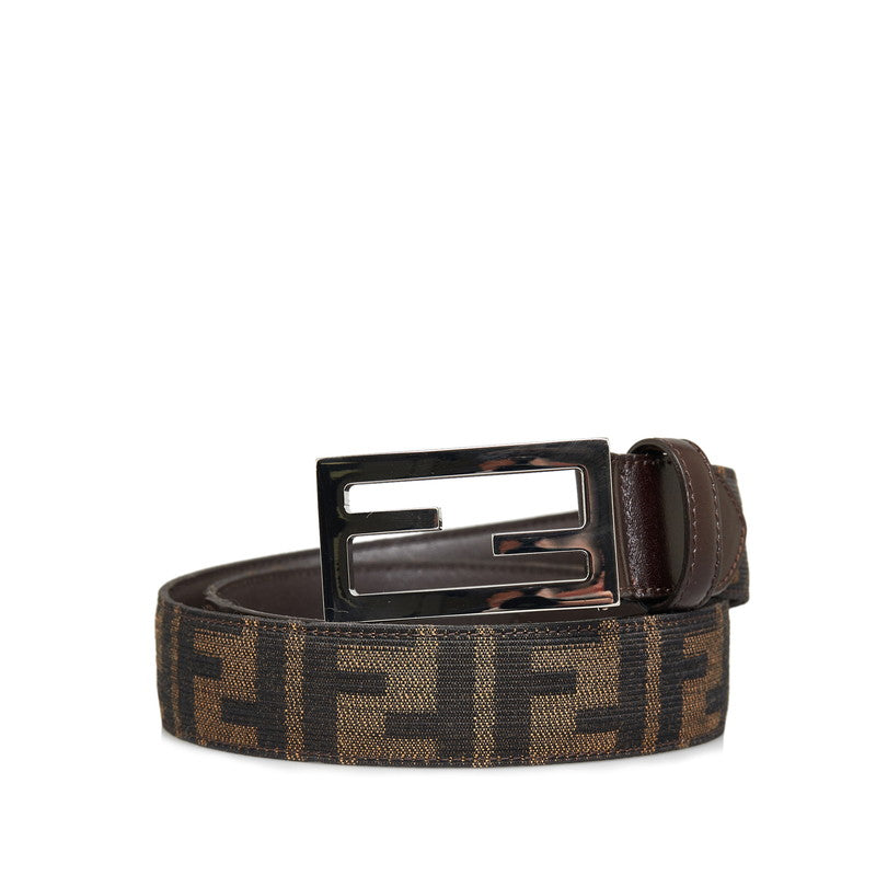 Fendi Zucca FF Buckle Canvas Leather Belt in Very Good Condition