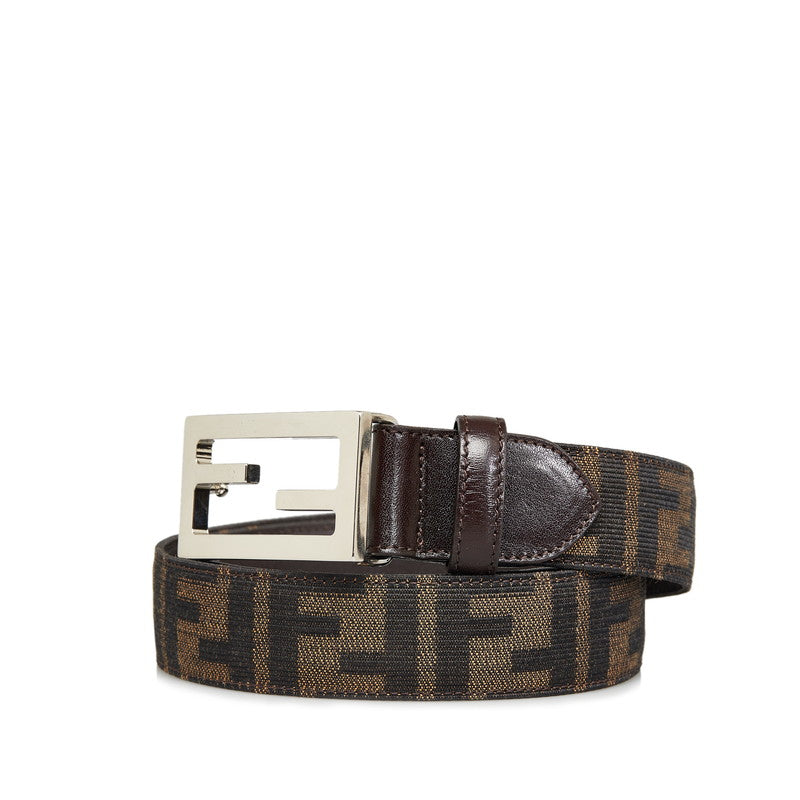 Fendi Zucca FF Buckle Canvas Leather Belt in Very Good Condition